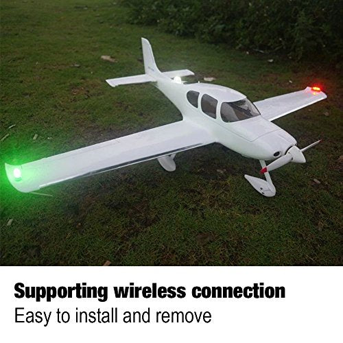 3PCS RC Plane Wireless LED Light Kit for Airplane Aircraft Helicopter Fix Wing Quadcopter, Water Droplet Shape Double/Quick/Flicker Flash Drone Lights, Green White LED Flashing