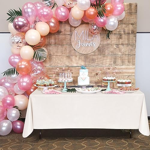 Waterproof Vinyl Tablecloth with Flannel Backing 2 Pcs 60x120 In Beige - color: Beige, size: 60x120 Inch (Rectangular)