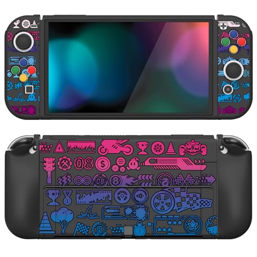 PlayVital ZealProtect Soft Protective Case for Nintendo Switch OLED, Flexible Protector Joycon Grip Cover for Nintendo Switch OLED with Thumb Grips & ABXY Direction Button Cap - Deluxe Championship - color: Deluxe Championship