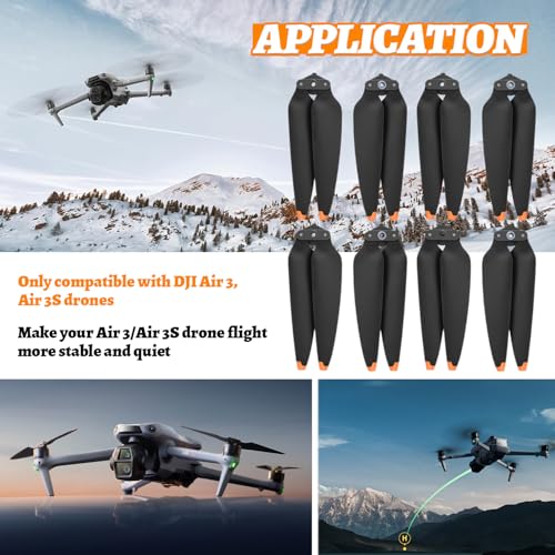 8Pcs Propellers for DJI Air 3/Air 3S, Low Noise Wing Blade Propeller Blade