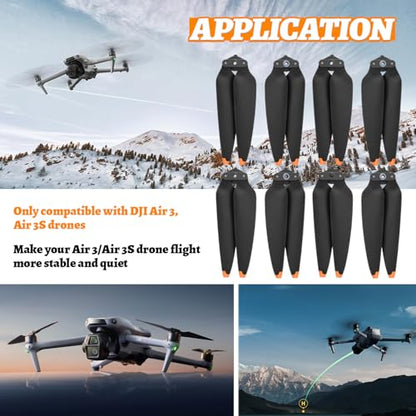 8Pcs Propellers for DJI Air 3/Air 3S, Low Noise Wing Blade Propeller Blade