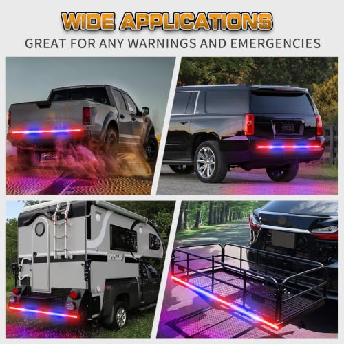 XRIDONSEN 60 inch Truck Tailgate Emergency Lights Strip - color: Red/Blue