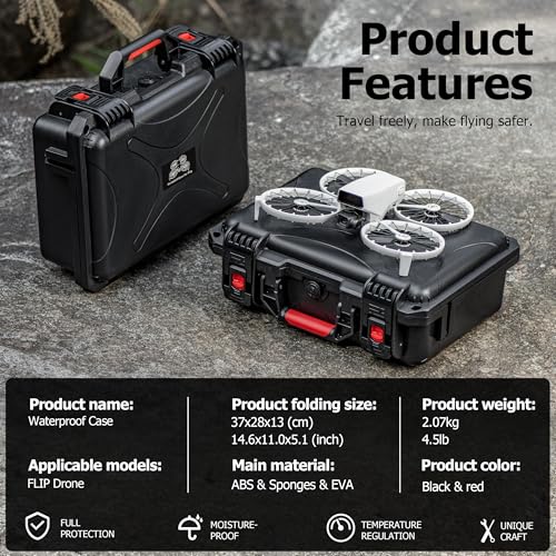 STARTRC PHOTO Portable Hard Waterproof Case for DJI Flip Fly More Combo,Stores 7 Batteries,RC 2/RC-N3 Remote Control,Charging Hub,65W Charger,FLip Drone and Other Accessories