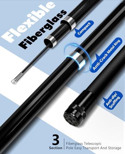 Telescoping Windsock Pole 8 FT – 3-Section Fiberglass Wind Sock Pole - size: 8 feet