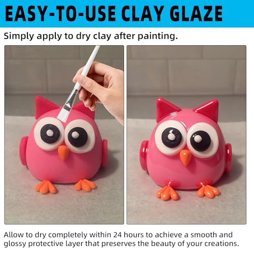 CALPALMY 100ml Air Dry Clay Glaze and 29pcs Clay Tools Kit, Gloss Varnish - color: Gloss, size: 100ml + 29pc Tools
