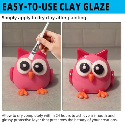 CALPALMY 100ml Air Dry Clay Glaze and 29pcs Clay Tools Kit, Gloss Varnish - color: Gloss, size: 100ml + 29pc Tools