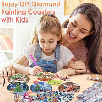 ijbnhd 8 PCS Christmas Diamond Art Coasters Kit Diamond Painting Coasters - color: Christmas