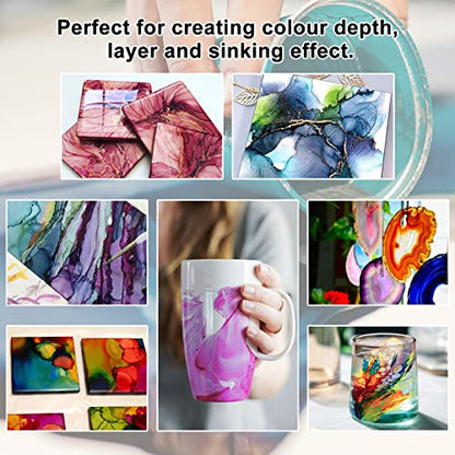 FansArriche Alcohol Inks for Resin, 64 Colors Alcohol Ink Set, 10 ml Each