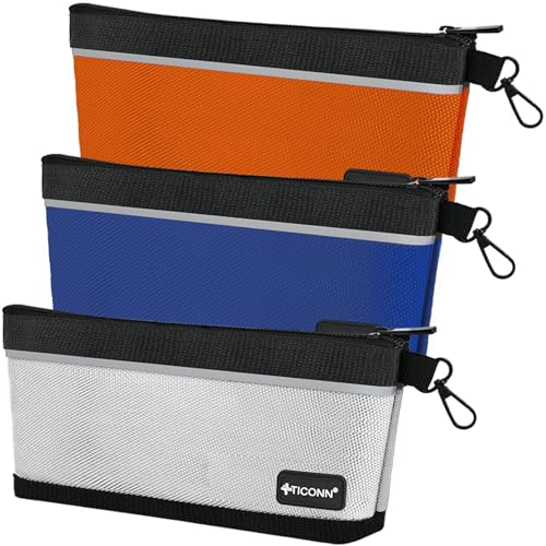 TICONN 3PK Tool Pouches with Zipper, Waterproof 1680D Oxford Small Tool Bag - size: Colored, 3 Pack Small