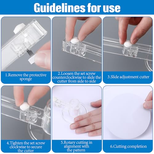 Lanties 2 Pack 58 mm/2.25 Inch Clear Circle Paper Cutter Button Maker Tools Adjustable Round Circular Cutter for Art DIY Crafts, 70-210mm
