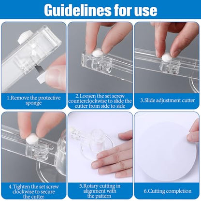 Lanties 2 Pack 58 mm/2.25 Inch Clear Circle Paper Cutter Button Maker Tools Adjustable Round Circular Cutter for Art DIY Crafts, 70-210mm