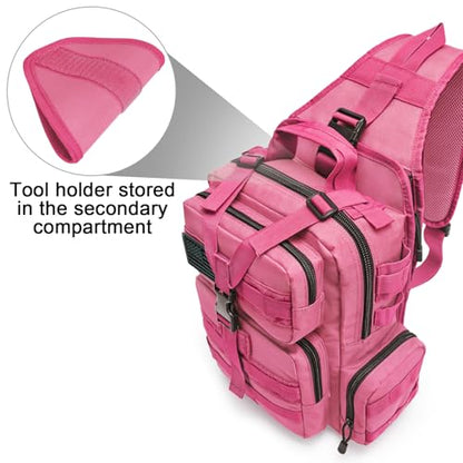 G4Free Large Tactical EDC Sling Bag, Adjustable Holder Backpack for Men - color: Rose Red