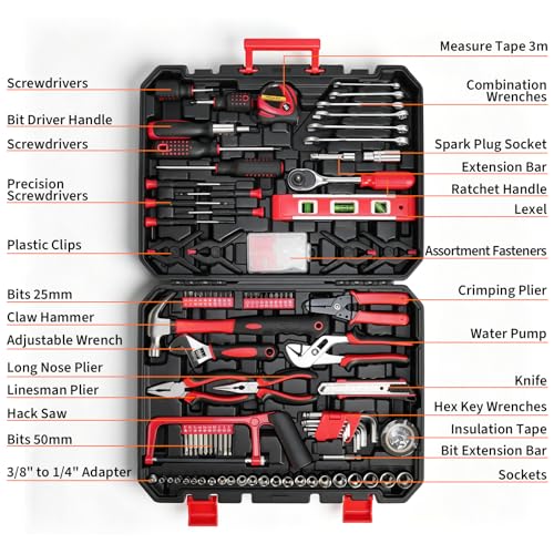 Hantinstom 237-Piece Tool Set General Household Hand Tool Kit Socket Wrench Auto Repair Tool Combination Package Mixed Tool Box with Storage Case - color: 237p
