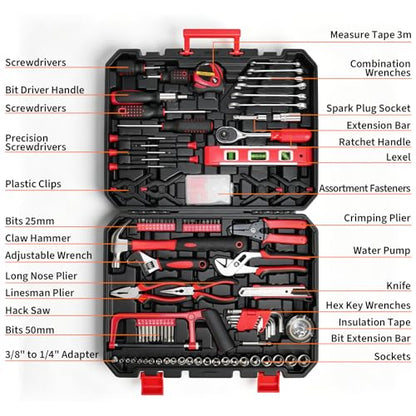 Hantinstom 237-Piece Tool Set General Household Hand Tool Kit Socket Wrench Auto Repair Tool Combination Package Mixed Tool Box with Storage Case - color: 237p