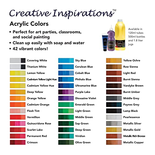 Creative Inspirations Acrylic Paint - Metallic Gold - 500mL - 2 Pack - Smooth & Creamy Consistency, Vibrant Pigmentation, Great Coverage for Artists - Clean Up with Soap & Water - color: Metallic Gold, size: 16.91 Fl Oz (Pack of 2)