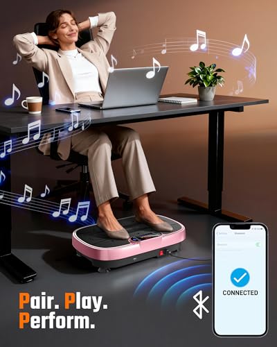 Renoj 3D Vibration Plate Exercise Machine, 200W Motor, 455lbs Capacity - color: Pink