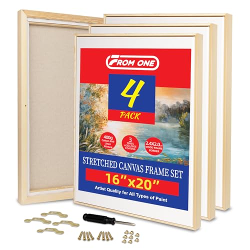 4 Pack 16 x 20 inch Floater Frame Canvas –Gallery Wrapped Canvas Set - color: Light Brown, size: 4pk-16x20 in