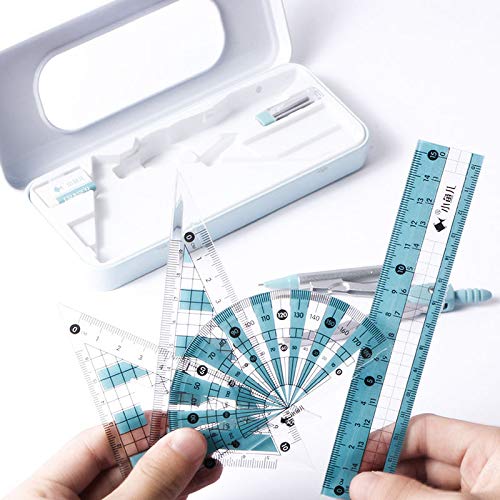 Adela 8 Pieces Student Math Geometry Tool Set Drawing Compass (05064Blue) - color: 05064blue