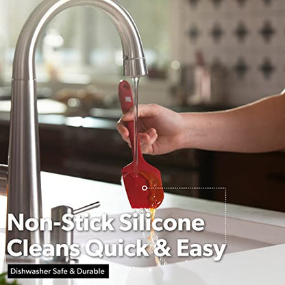 DI ORO Large Silicone Spatula - 600F Heat Resistant, Red - color: Red
