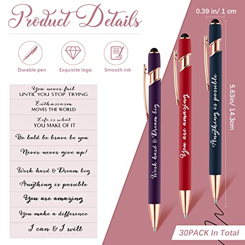 Kosiz 30 Pcs Inspirational Pens Motivational Quotes Ballpoint Stylus