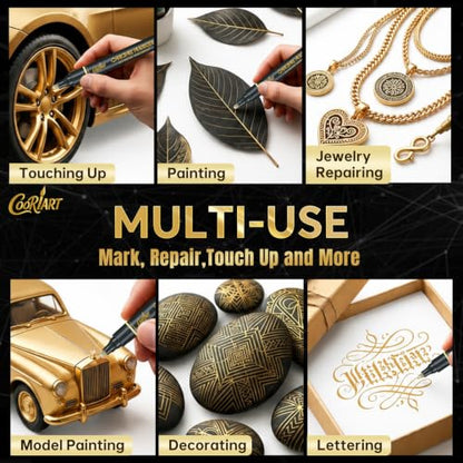 3PK Liquid Gold Chrome Paint Markers, Metallic Mirror Gold Pens