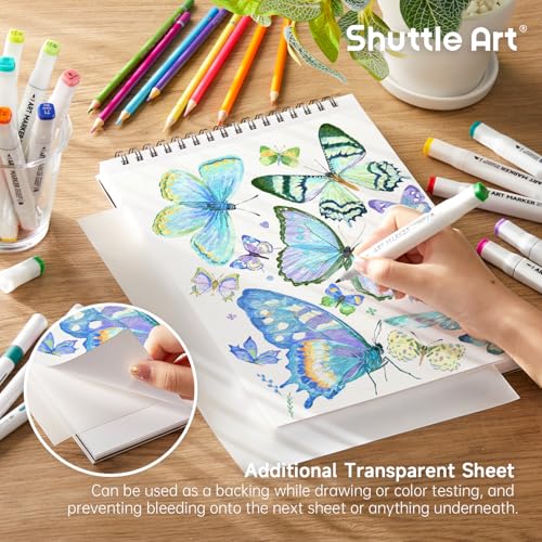 Shuttle Art Marker Pad, 70 Sheets, Spiral-Bound, 12”x9”, 110LB/180GSM Paper - size: 12x9 inch