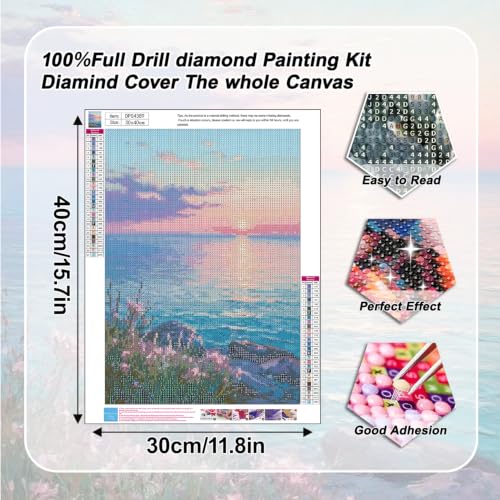 YULIDECO Seaside Diamond Art Kits for Adults, Sunset Diamond Painting - color: DP04389