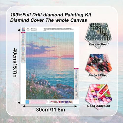 YULIDECO Seaside Diamond Art Kits for Adults, Sunset Diamond Painting - color: DP04389