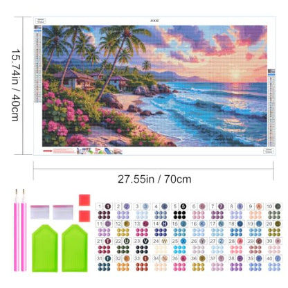 JOOZ Large Diamond Art Kits for Adults - 5D Sunset Beach Diamond Painting - color: Sunset Beach 059