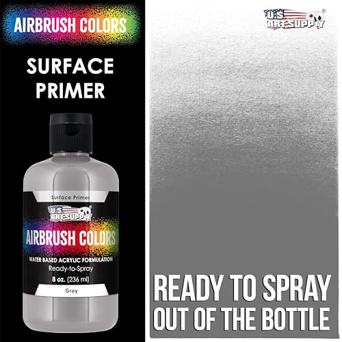 U.S. Art Supply Gray Surface Primer Airbrush Paint, 8 oz Bottle - color: Gray