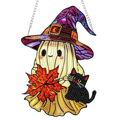 Ghost Hanging Diamond Art Kits for Adults, Diamond Painting Suncatchers - color: Fall Ghost