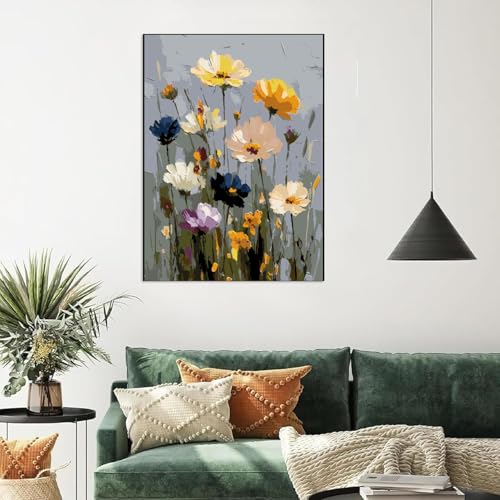 2 Pack Flowers Paint by Numbers Kit for Adults Beginner (Without Frame) - color: YH03844