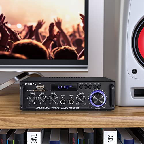 Facmogu BT-298 Pro Home Audio Amplifier, Bluetooth 5.0 800W Stereo Receiver - style: MAX 400Wx2