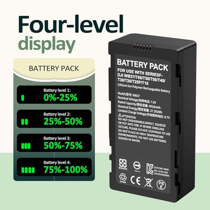 4920mAh FPV Battery for RC Plus 2, WB37 Replacement for Matrice 4 Controller, FPV Remote, CrystalSky & Cendence, Long-Lasting Power & Fast Charging (S)