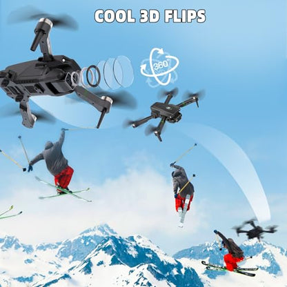 Drones with Camera for Adults 4K 1080P, Mini Drone with Camera, Altitude Hold, One Key Take Off/Landing, Headless Mode, 3D Flip, 3 Speed Mode, Foldable Remote Control Drone with 2 Batteries for Beginners