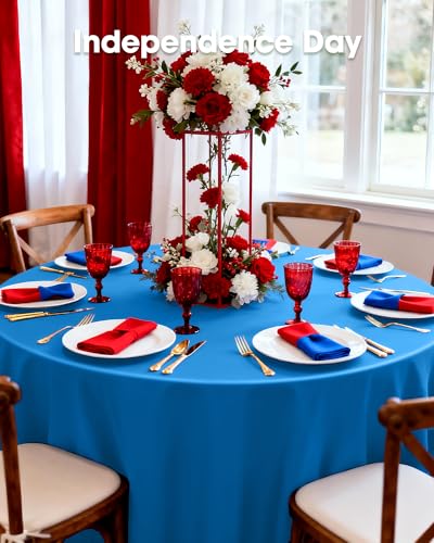 Pureegg Plastic Table Cloth Disposable 6 Pack, 84 Inch Round, Blue - color: Blue, size: 84" Round