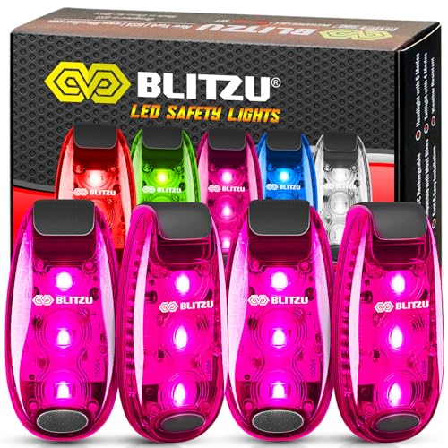 LED Safety Lights 4 Pack, Clip On High Visibility Strobe Light for Walk Run - color: Pink
