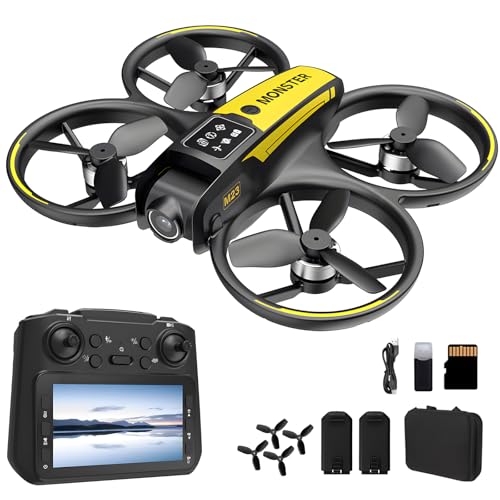Drone with Camera for Kids and Beginners,4.5"Screen Remote,Two Batteries