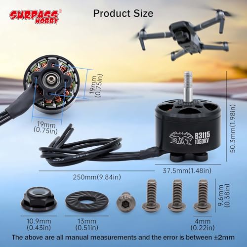 Surpass Hobby Bat B3115 1050KV Brushless Motor 6S for QAV FPV Racing Drone Quadcopter (4PCS)