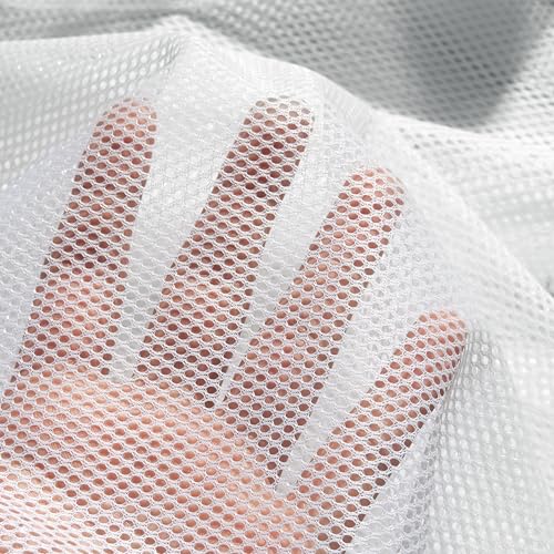 White Mesh Fabric by The Yard, 60" Wide Polyester Netting for DIY, 1 Yard - color: White, size: 5 yard pre cut