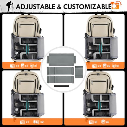 RAINSMORE Camera Sling Bag, Small Dslr/Mirrorless Camera Bag & Case - color: Beige