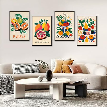 4 Pack Framed Paint by Numbers Kit for Adults, Tropical Fruit, 8 x 12 Inch - color: TRTDOP4F204