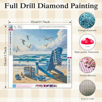Beach 5D Diamond Painting Kit for Adults, Ocean Scene Diamond Art Kits - color: KM1226-1