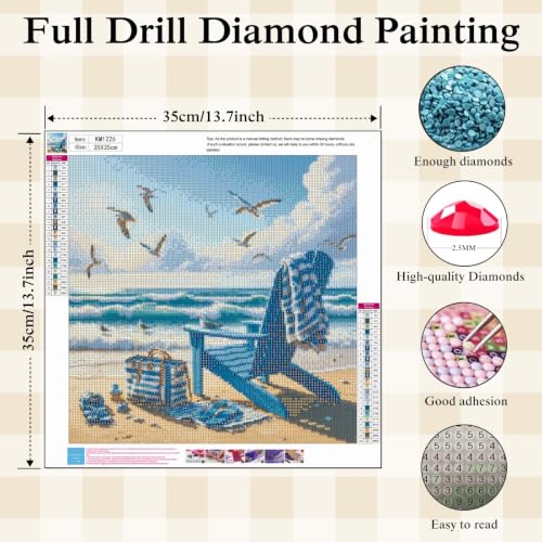 Beach 5D Diamond Painting Kit for Adults, Ocean Scene Diamond Art Kits - color: KM1226-1