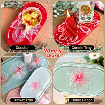 2 Pcs Oval Resin Tray Molds, Silicone Coaster Mold for Epoxy - color: Oval
