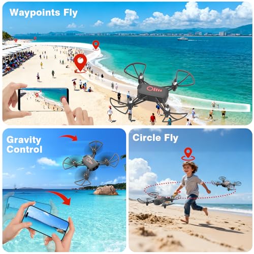 Mini Drone with Camera, Remote Control Drone for Ages 8-12 & Beginner - color: Grey