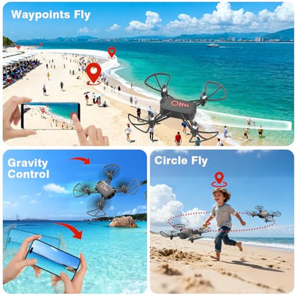 Mini Drone with Camera, Remote Control Drone for Ages 8-12 & Beginner - color: Grey
