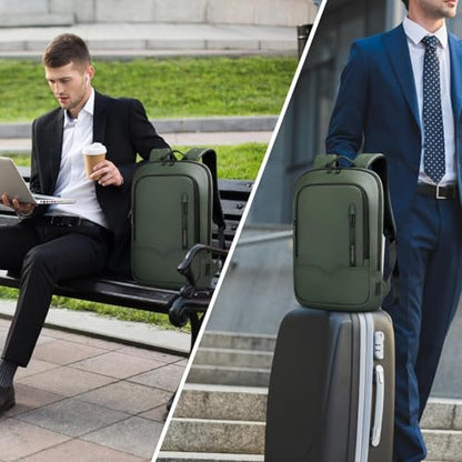 hk Backpack for Men Business Slim Laptop Bag - color: Green, size: 17.3 Inch