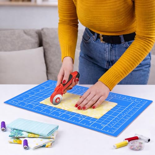 DIYSELF 9in×12in Cutting Mat, A4 Self Healing Craft Mat for Sewing - color: Blue, size: 12"L x 9"W