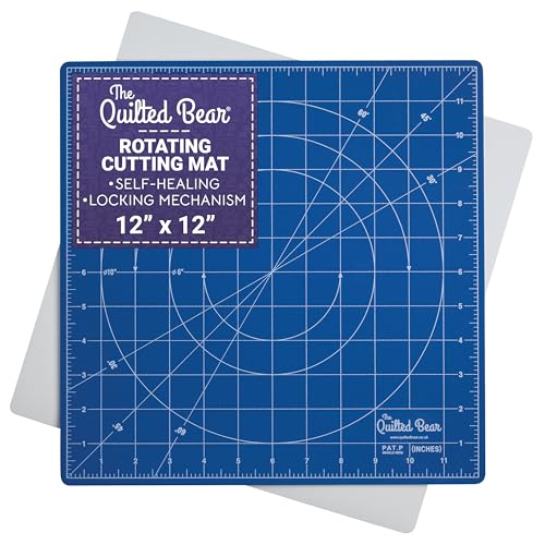 The Quilted Bear 12" x 12" Rotating Self-Healing Cutting Mat, Blue - color: Blue, size: 12"L x 12"W